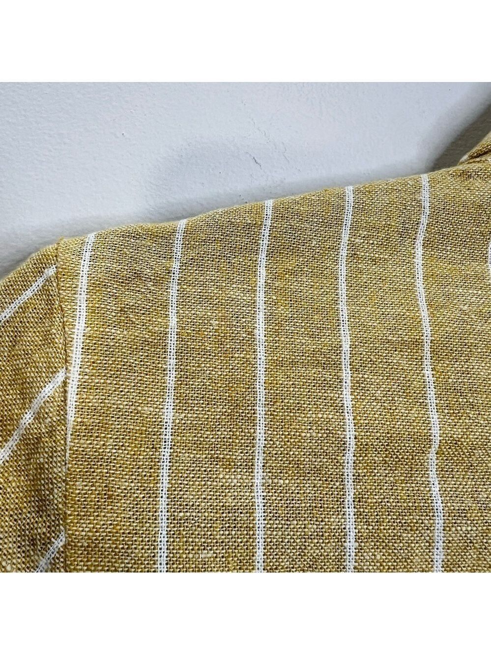 ONLY linen blend yellow white pin stripe open front jacket blazer EU 34 - Picture 6 of 12